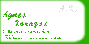 agnes korozsi business card