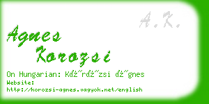 agnes korozsi business card